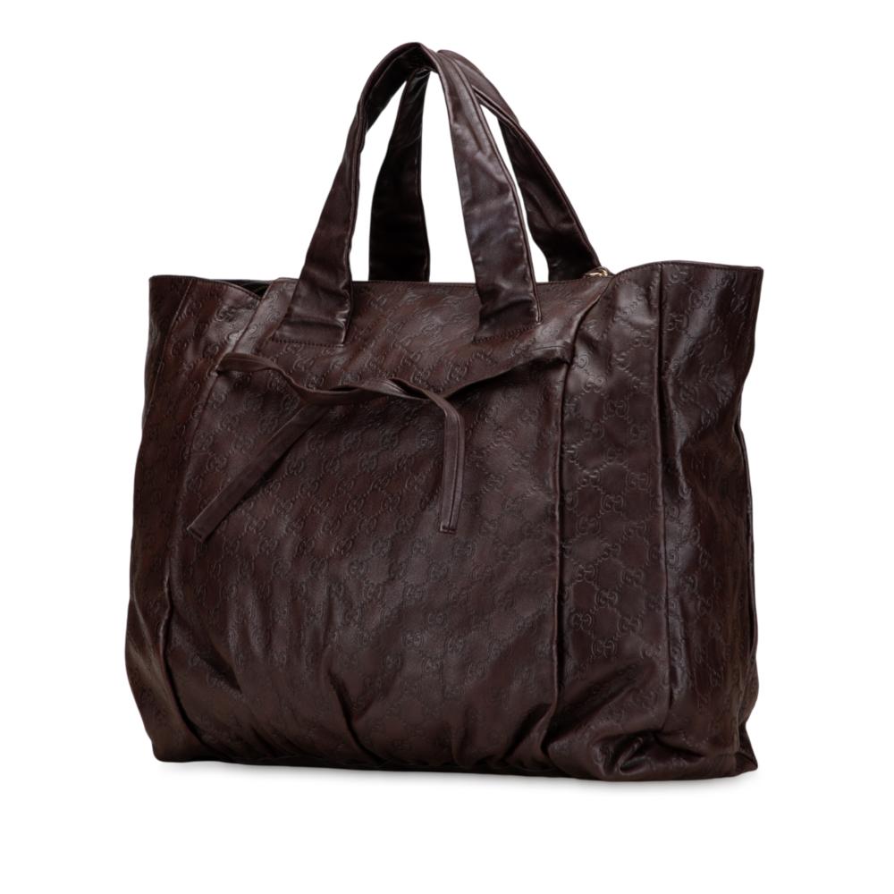 Gucci B Gucci Brown Dark Brown Calf Leather Large Guccissima Hysteria Tote Italy