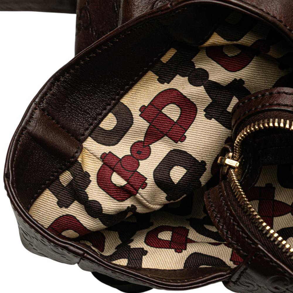 Gucci B Gucci Brown Dark Brown Calf Leather Large Guccissima Hysteria Tote Italy