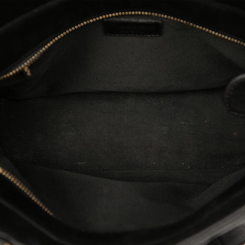 Chanel B Chanel Black Lambskin Leather Leather CC Choco Bar Lambskin Tote Italy