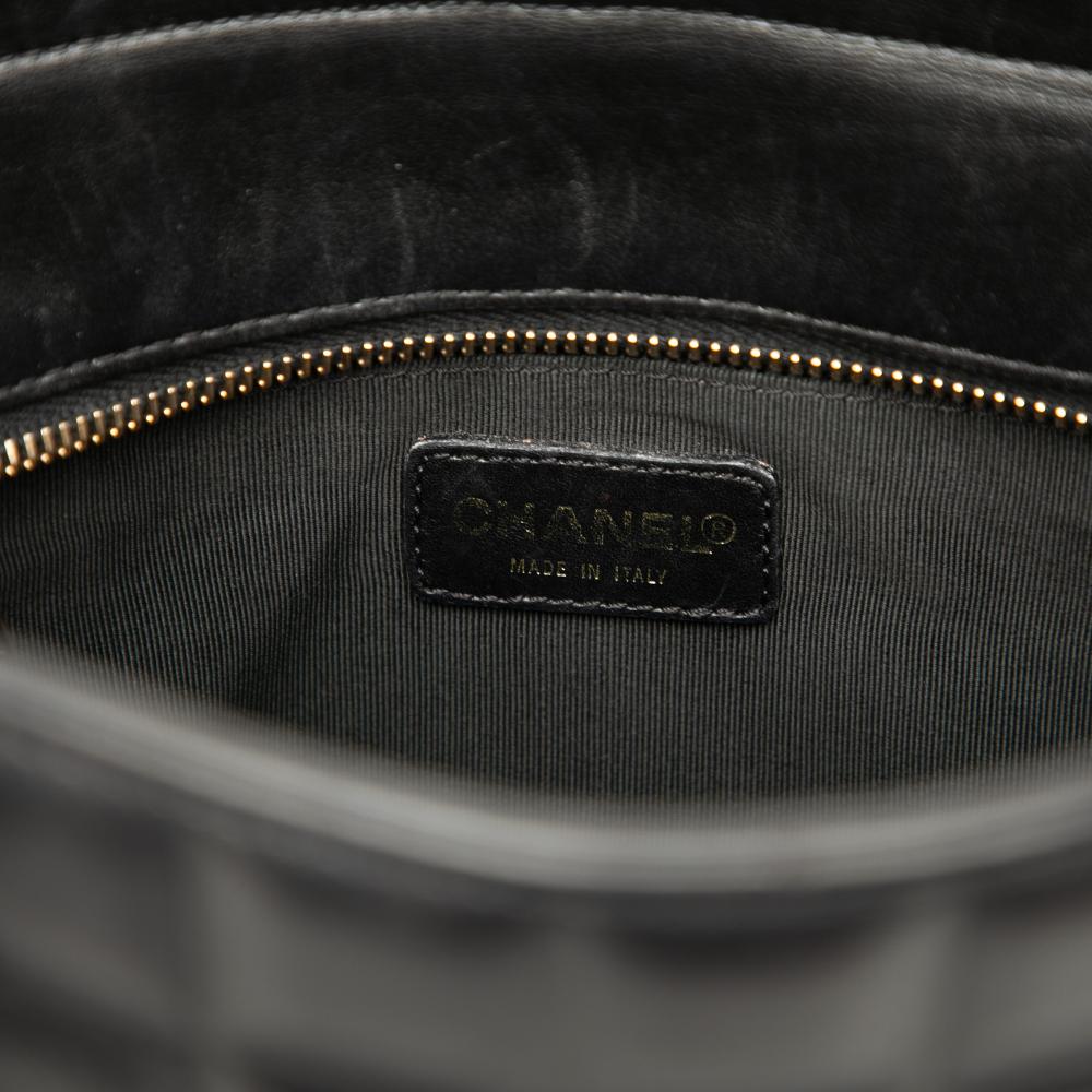 Chanel B Chanel Black Lambskin Leather Leather CC Choco Bar Lambskin Tote Italy