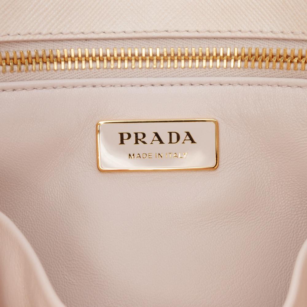 Prada AB Prada Pink Light Pink Saffiano Leather Small Lux Galleria Floral Print Double Zip Satchel Italy