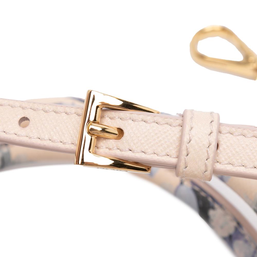 Prada AB Prada Pink Light Pink Saffiano Leather Small Lux Galleria Floral Print Double Zip Satchel Italy