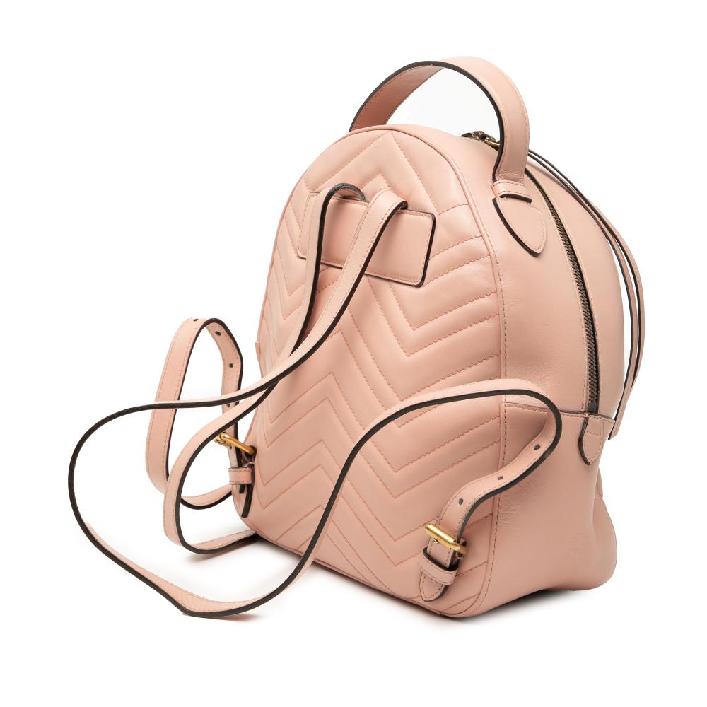 Gucci B Gucci Pink Calf Leather Small GG Marmont Matelasse Backpack Italy