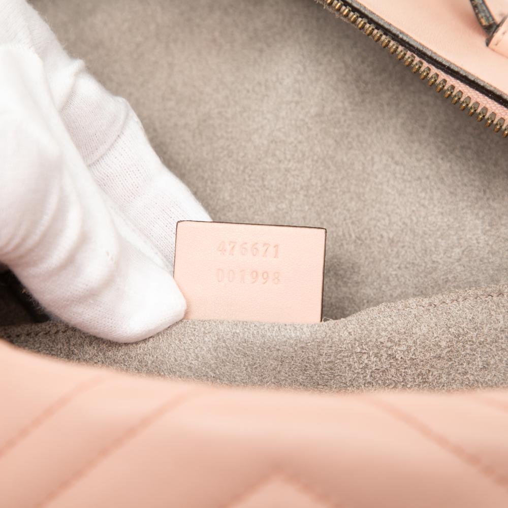 Gucci B Gucci Pink Calf Leather Small GG Marmont Matelasse Backpack Italy