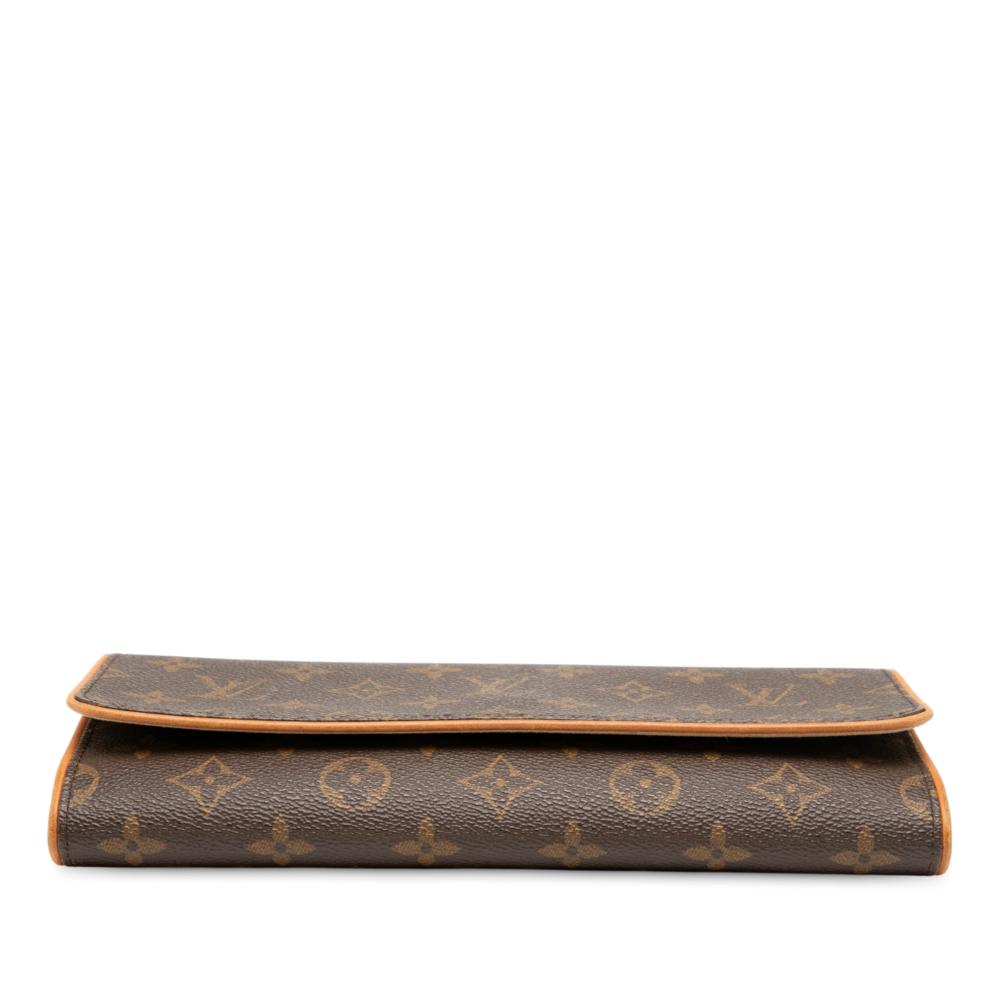 Louis Vuitton B Louis Vuitton Brown Monogram Canvas Fabric Monogram Pochette Twin GM France