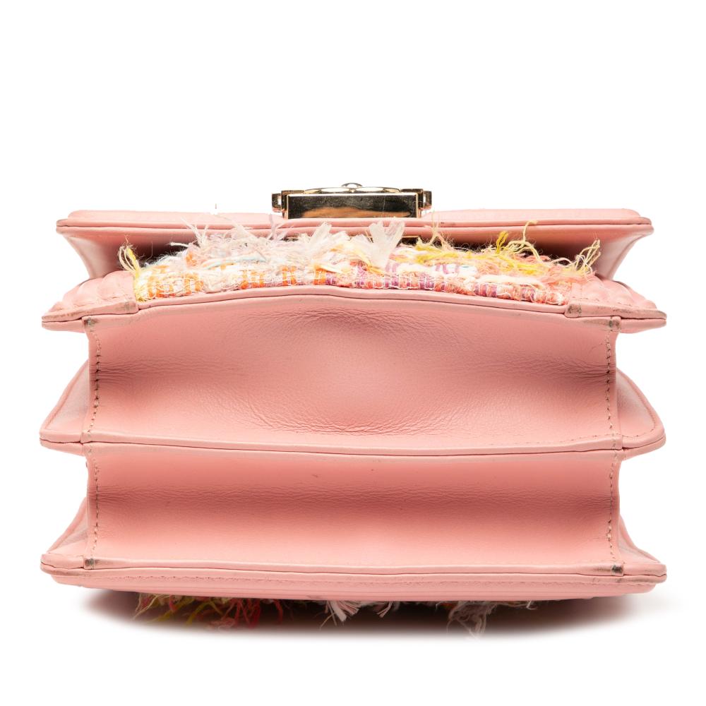 Chanel B Chanel Pink Light Pink Tweed Fabric Quilted and Calfskin North South Boy Flap Italy