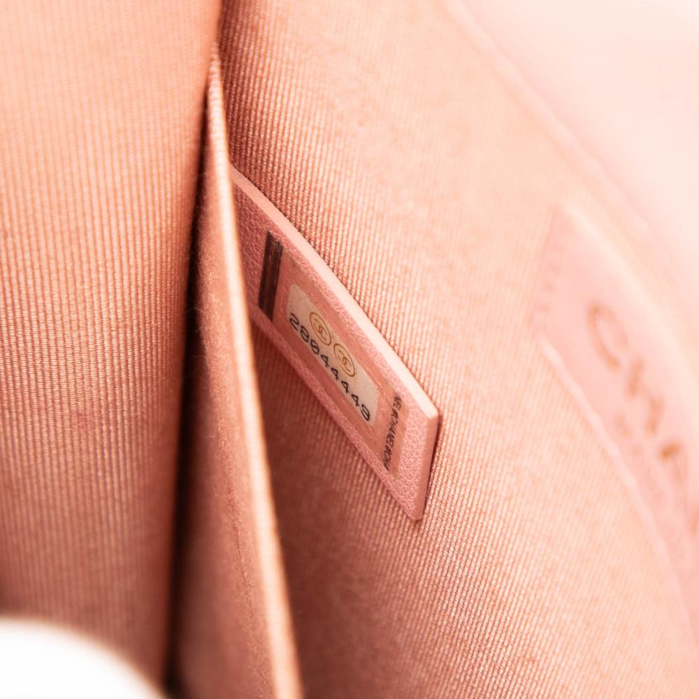 Chanel B Chanel Pink Light Pink Tweed Fabric Quilted and Calfskin North South Boy Flap Italy