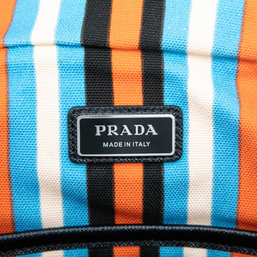 Prada AB Prada Orange Canvas Fabric Canapa Baiadera Crossbody Italy