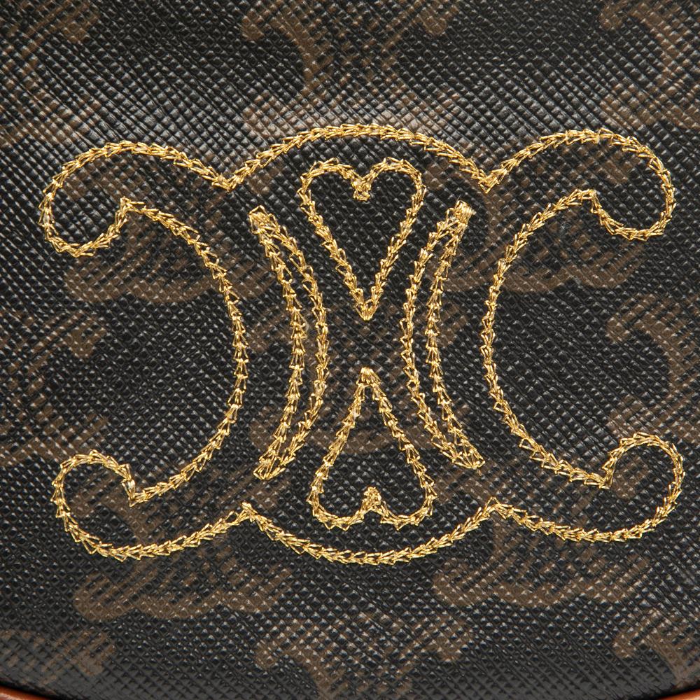 Celine AB Celine Brown Dark Brown Coated Canvas Fabric Mini Triomphe Ava Shoulder Bag Italy