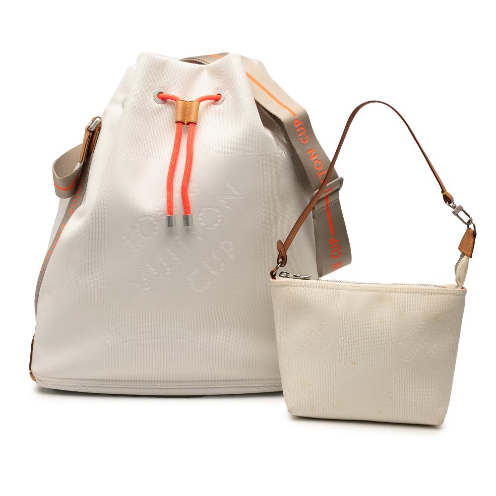 Louis Vuitton B Louis Vuitton White Canvas Fabric Damier Geant LV Cup Volunteer Bag France