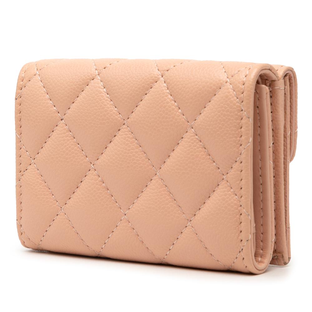 Chanel B Chanel Pink Salmon Caviar Leather Leather CC Quilted Caviar Compact Flap Wallet Italy