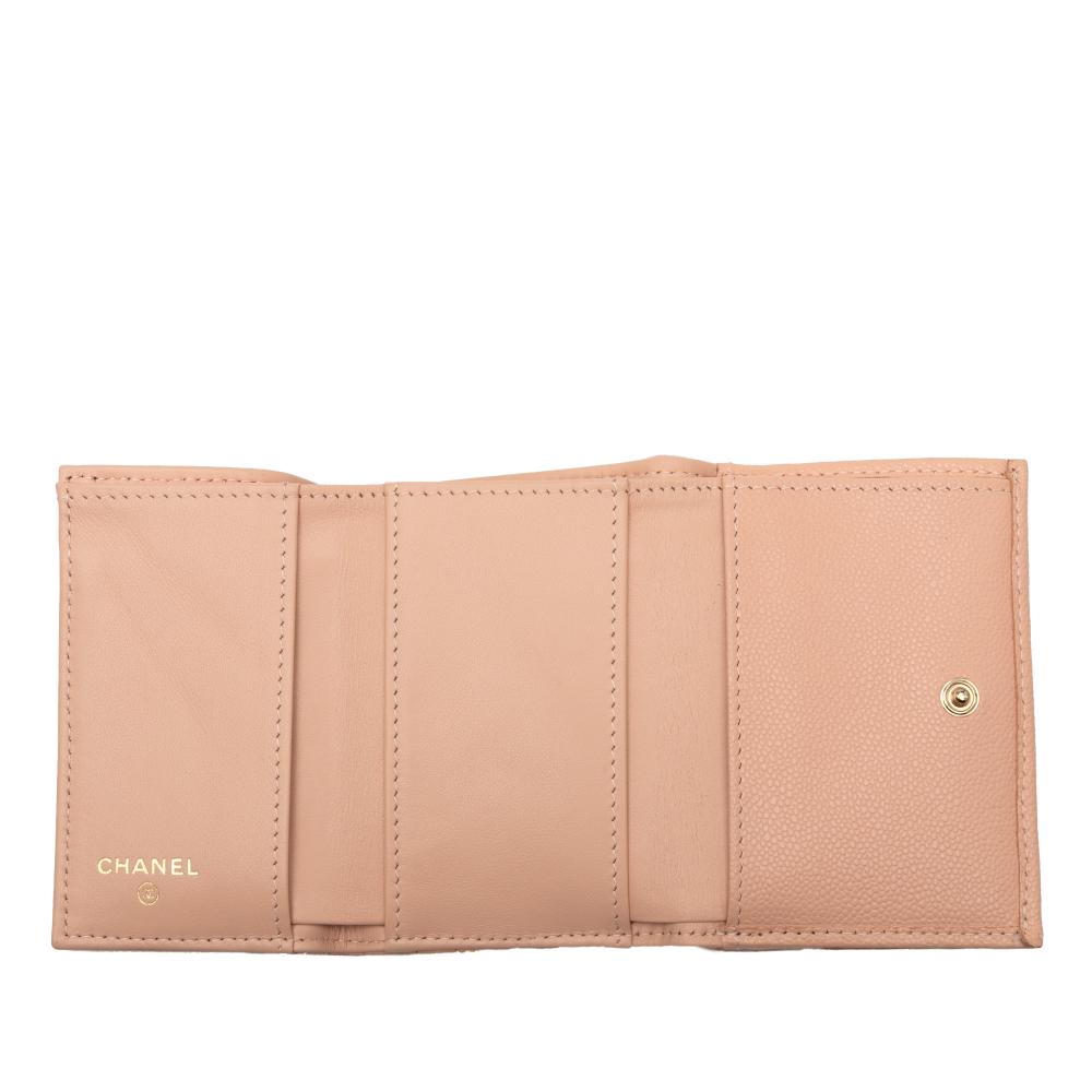 Chanel B Chanel Pink Salmon Caviar Leather Leather CC Quilted Caviar Compact Flap Wallet Italy