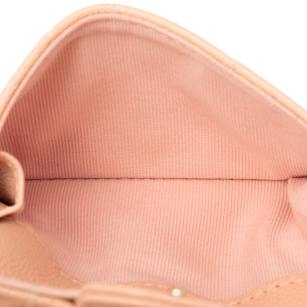 Chanel B Chanel Pink Salmon Caviar Leather Leather CC Quilted Caviar Compact Flap Wallet Italy