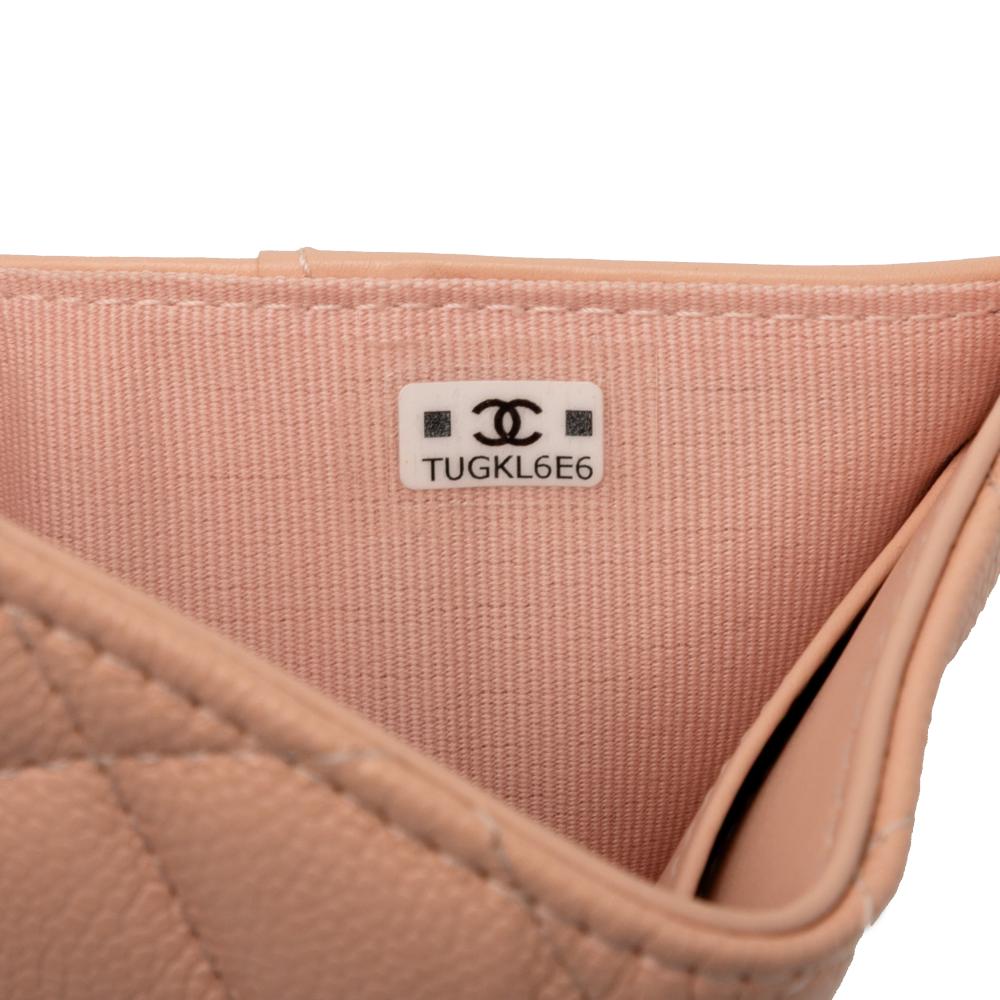 Chanel B Chanel Pink Salmon Caviar Leather Leather CC Quilted Caviar Compact Flap Wallet Italy