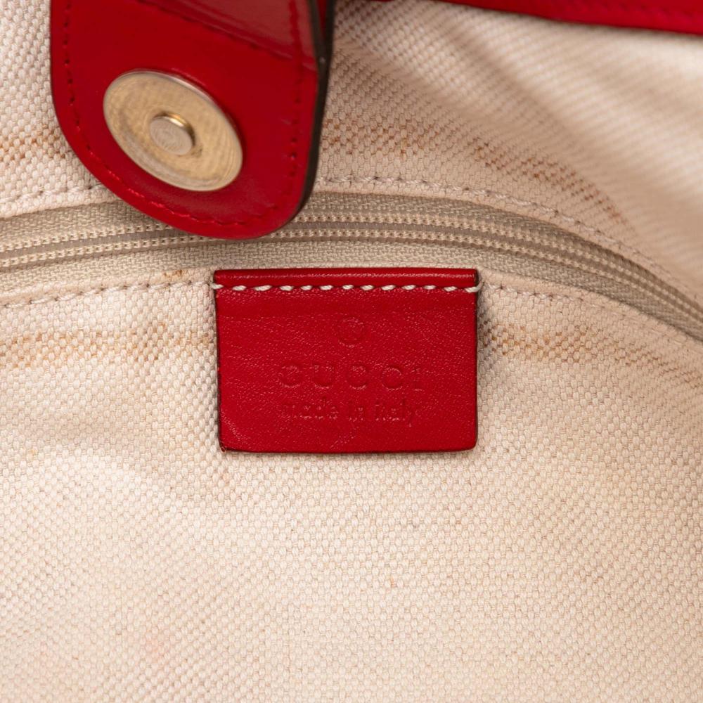 Gucci B Gucci Brown Beige with Red Canvas Fabric Medium GG Sukey Tote Italy