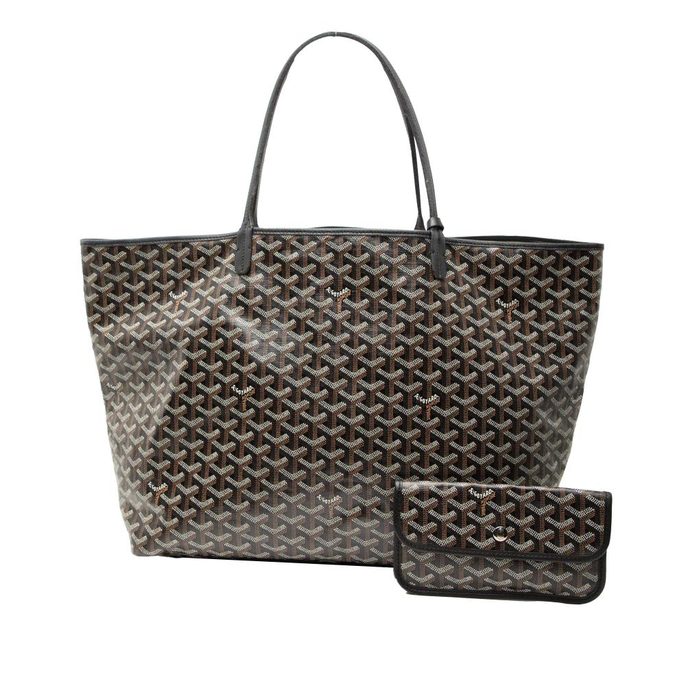Goyard B Goyard Black Coated Canvas Fabric Goyardine Saint Louis GM France