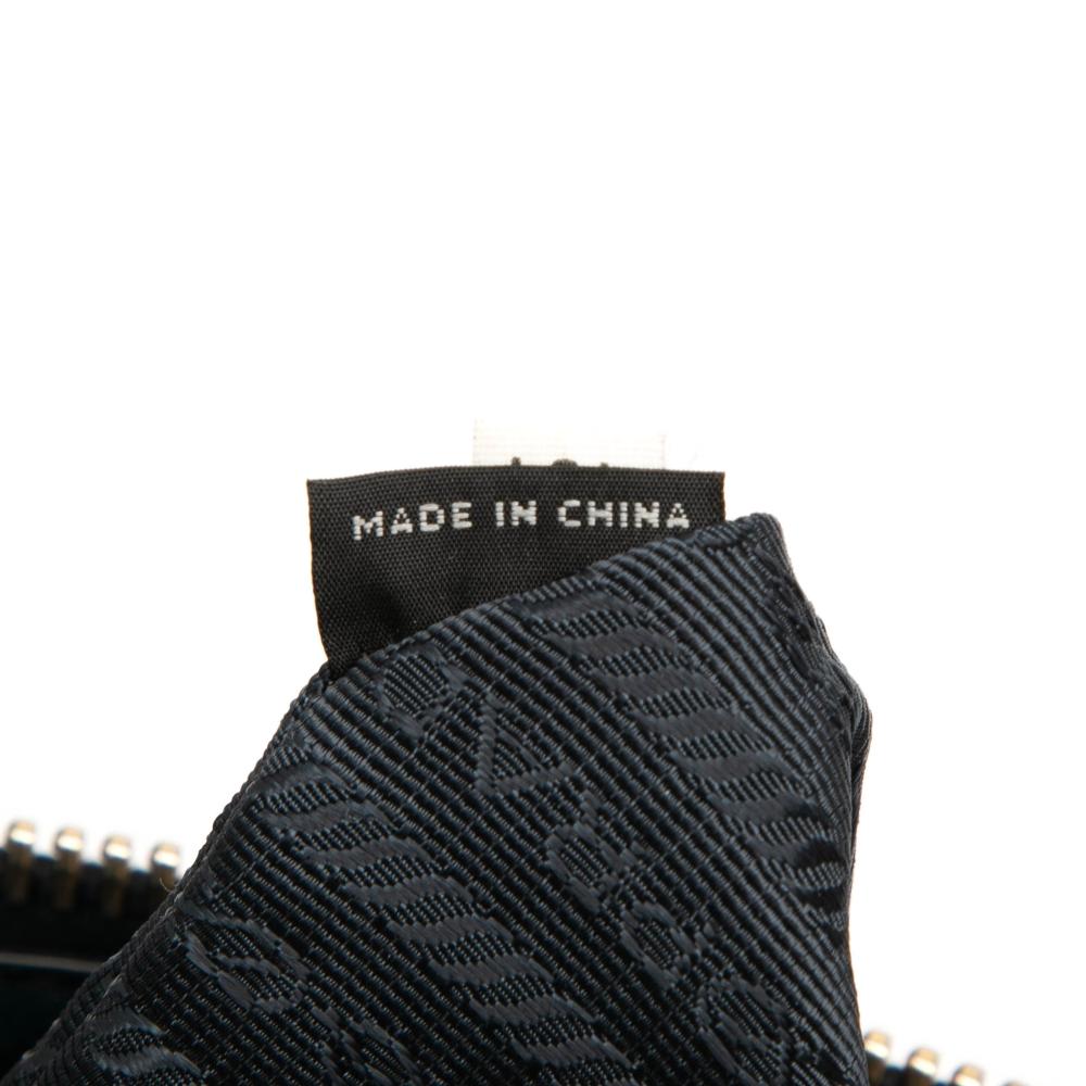 Prada B Prada Blue Navy Calf Leather Vitello Daino Zip Top Satchel China