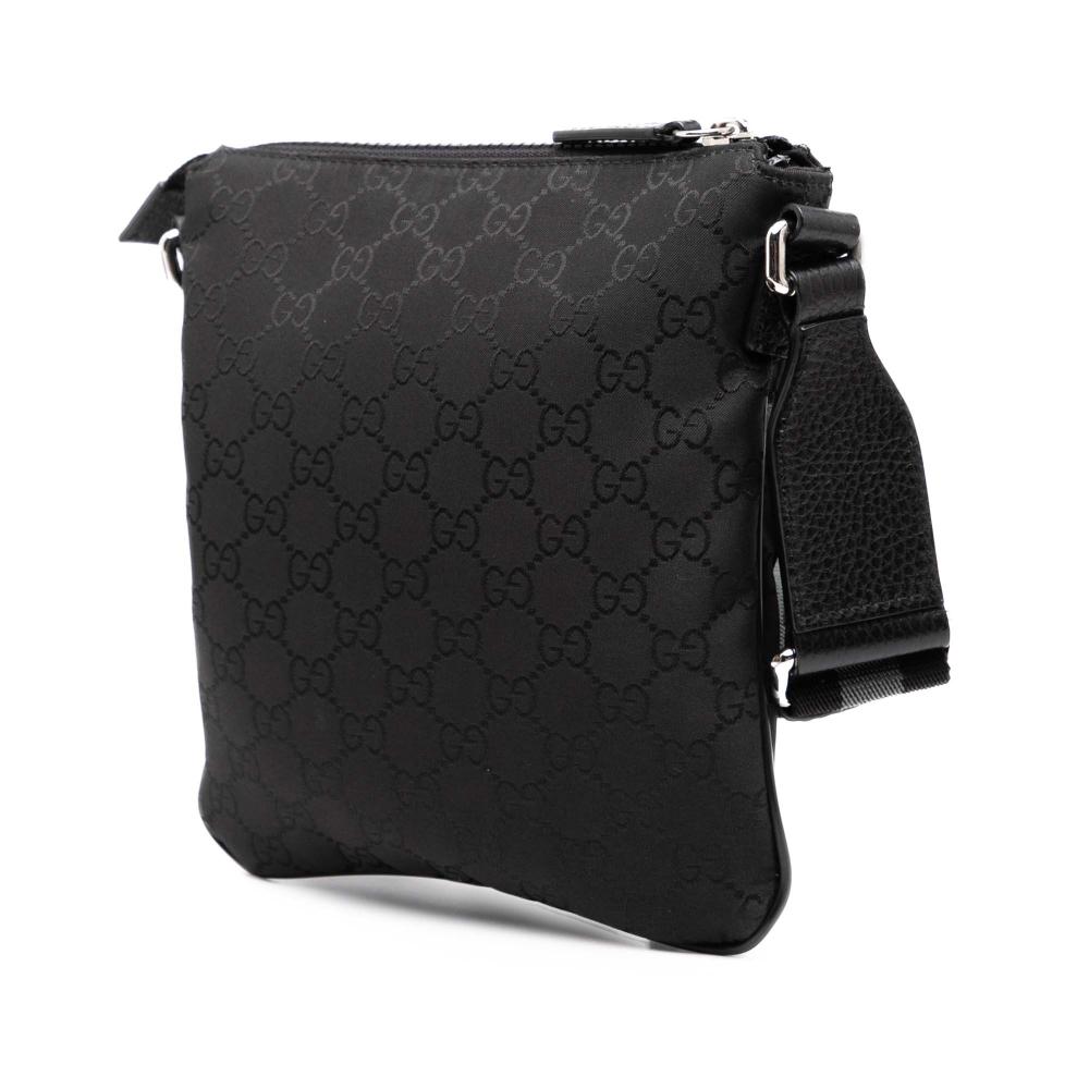 Gucci AB Gucci Black Nylon Fabric GG Web Crossbody Italy