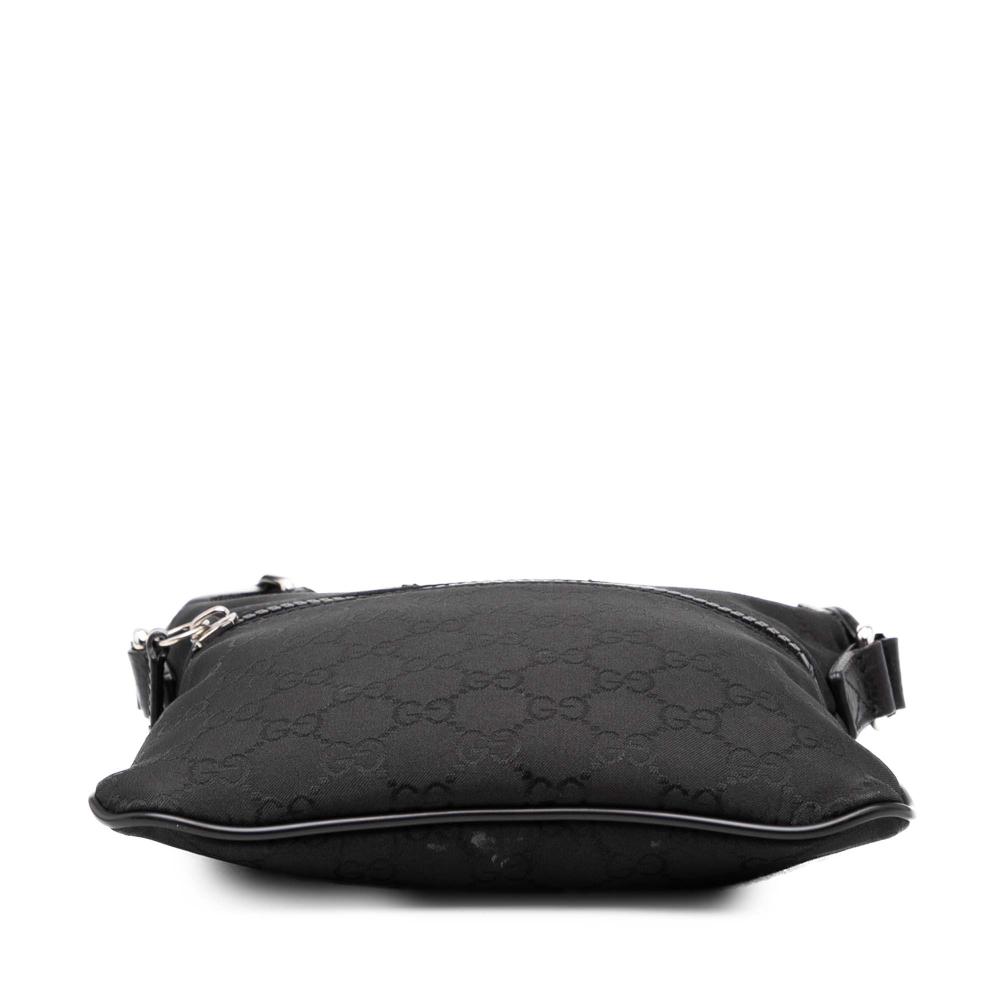 Gucci AB Gucci Black Nylon Fabric GG Web Crossbody Italy