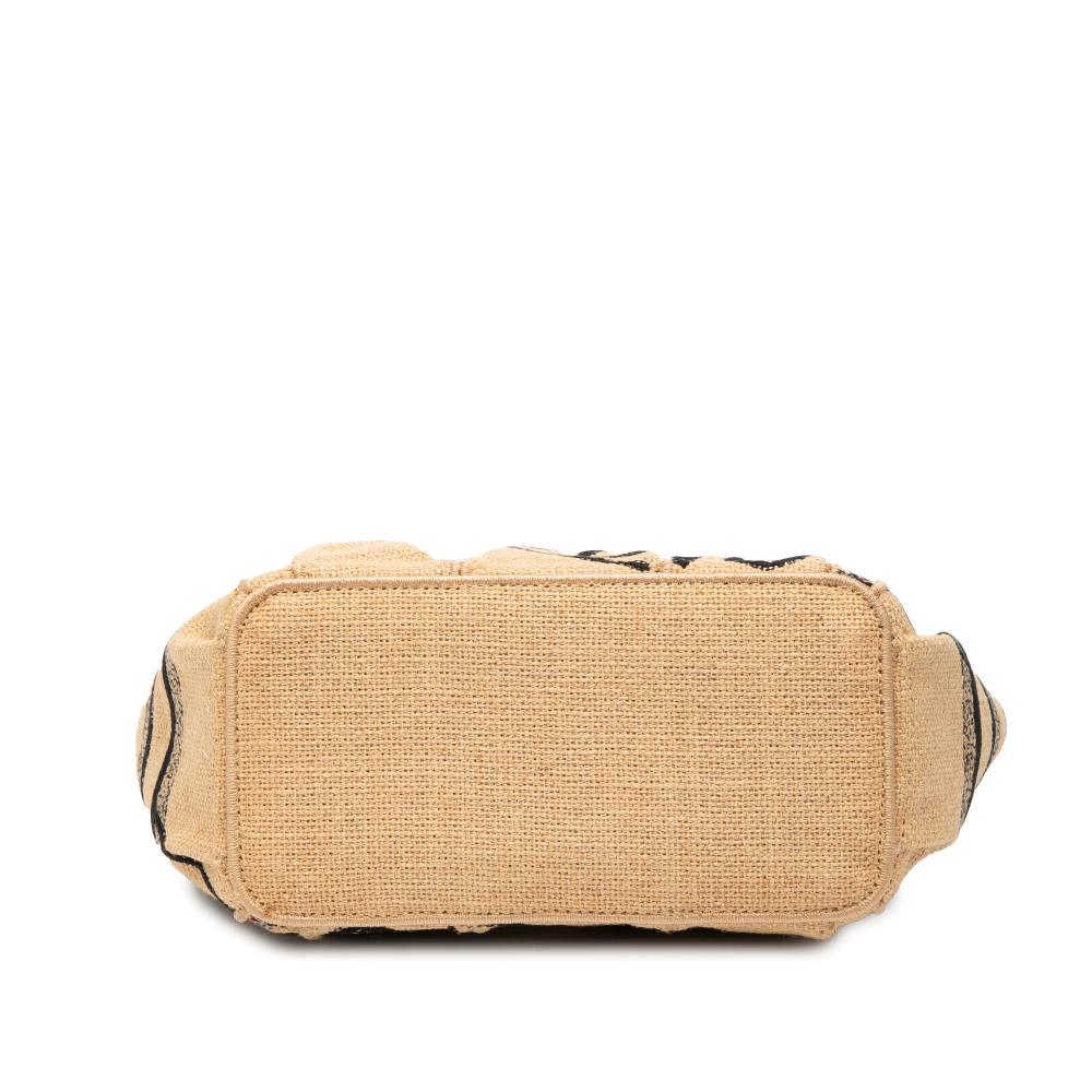 Christian Dior B Dior Brown Beige Hemp Natural Material Small Jute Catherine Tote Italy