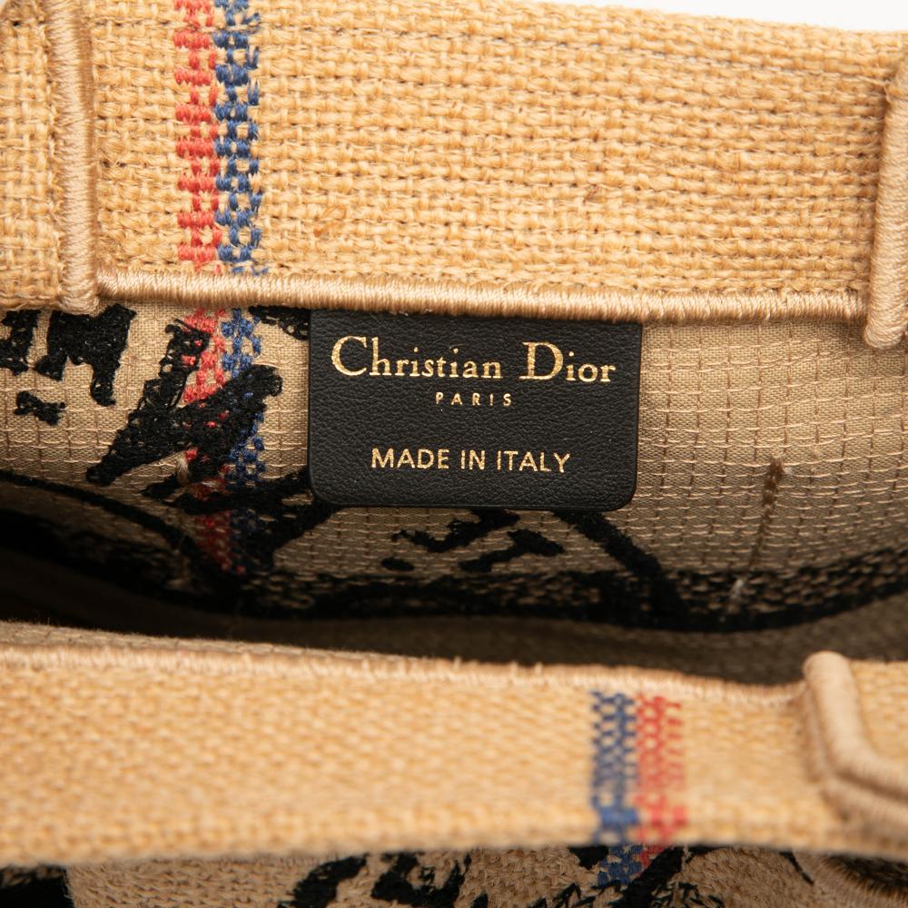 Christian Dior B Dior Brown Beige Hemp Natural Material Small Jute Catherine Tote Italy