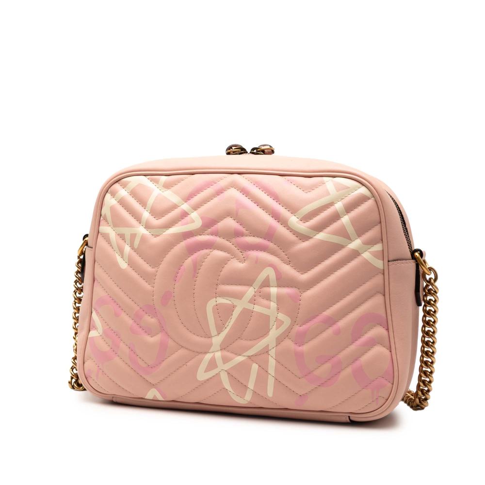 Gucci B Gucci Pink Calf Leather GG Marmont Matelasse Gucci Ghost Crossbody Italy
