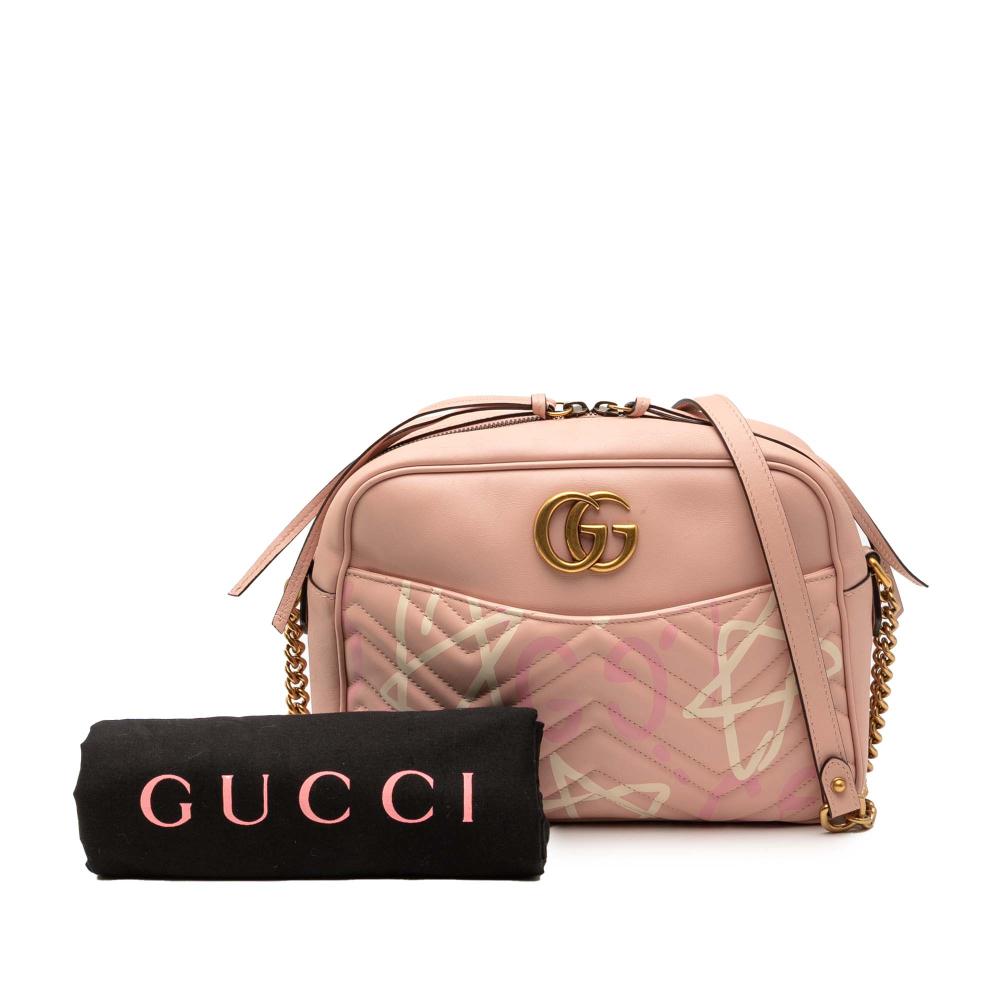 Gucci B Gucci Pink Calf Leather GG Marmont Matelasse Gucci Ghost Crossbody Italy
