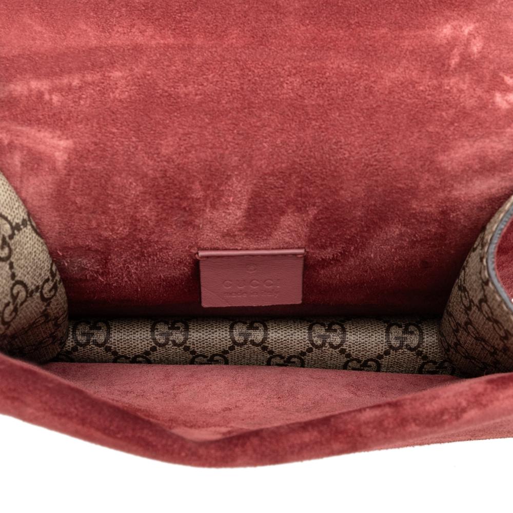 Gucci AB Gucci Brown Beige Coated Canvas Fabric Small GG Supreme Blooms Dionysus Crossbody Italy