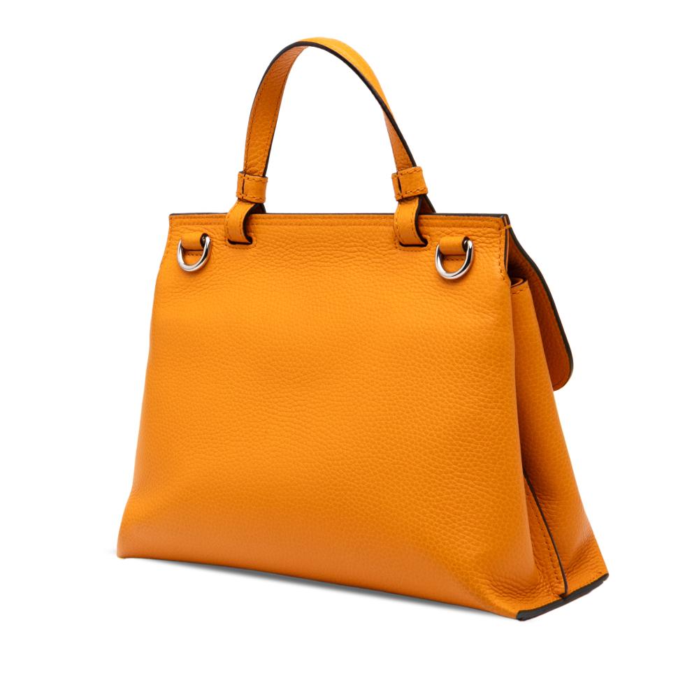 Gucci AB Gucci Orange Calf Leather Small Bamboo Daily Satchel Italy