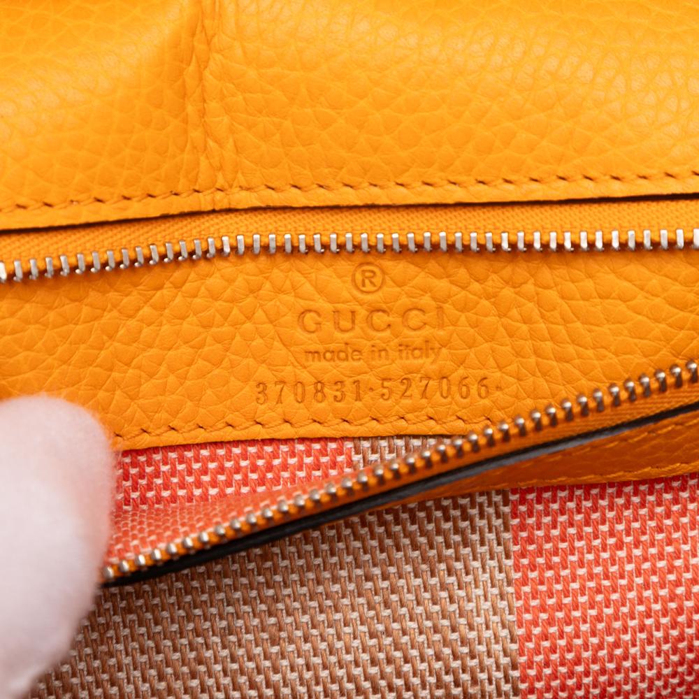 Gucci AB Gucci Orange Calf Leather Small Bamboo Daily Satchel Italy
