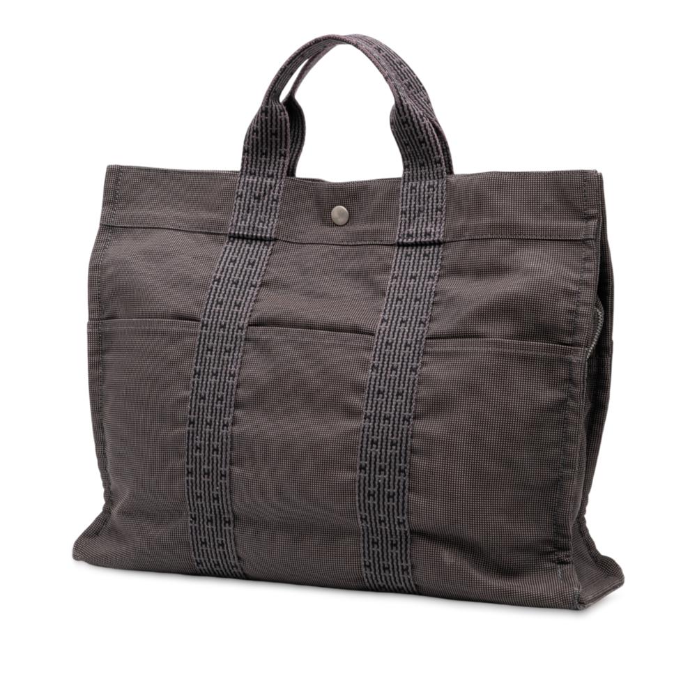 Hermès B Hermès Gray Dark Gray Canvas Fabric Herline MM France