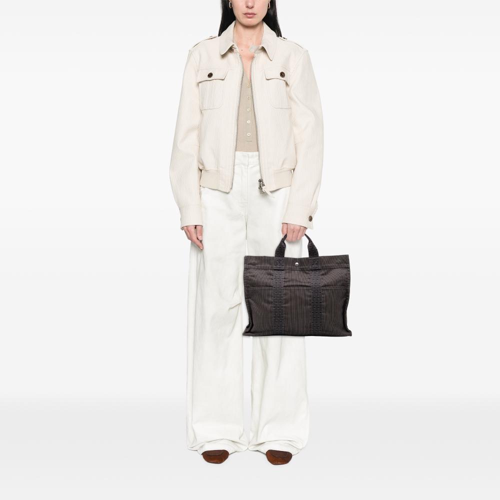 Hermès B Hermès Gray Dark Gray Canvas Fabric Herline MM France