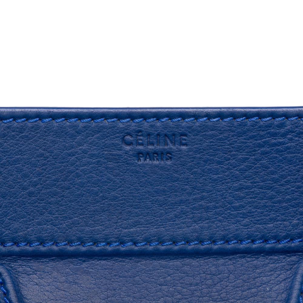 Celine B Celine Blue Calf Leather Medium Grained skin Phantom Luggage Tote Italy