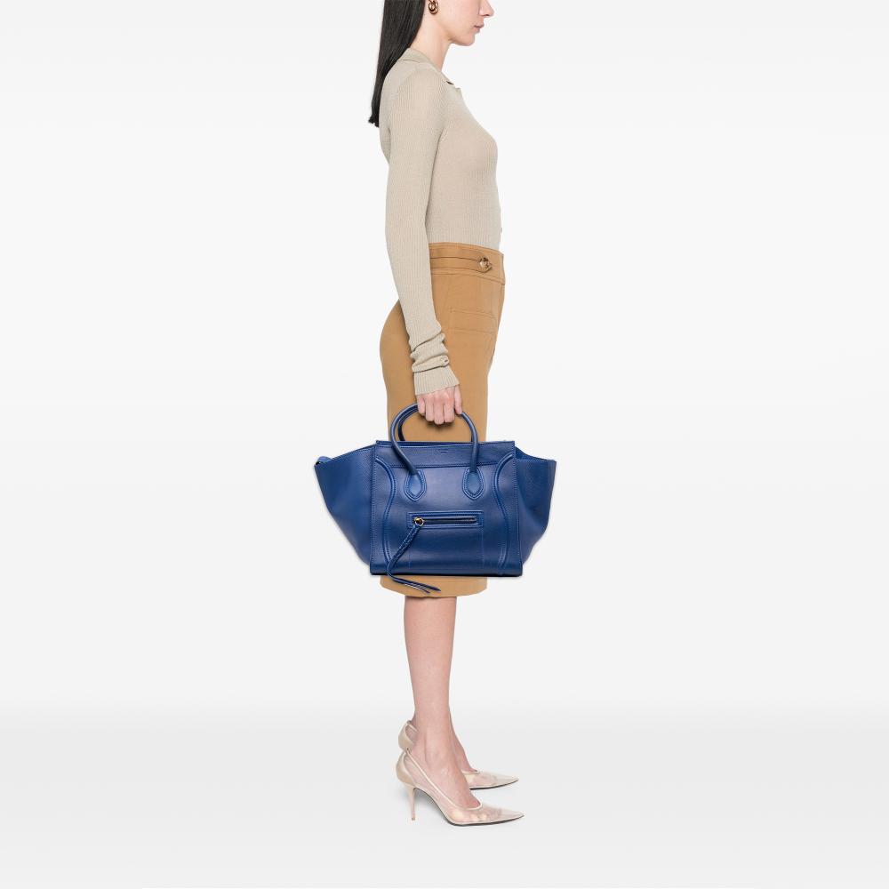 Celine B Celine Blue Calf Leather Medium Grained skin Phantom Luggage Tote Italy