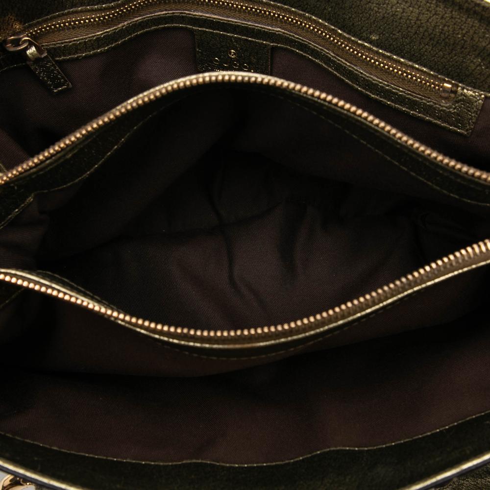 Gucci B Gucci Gold Calf Leather Metallic skin Metal Bamboo Handbag Italy