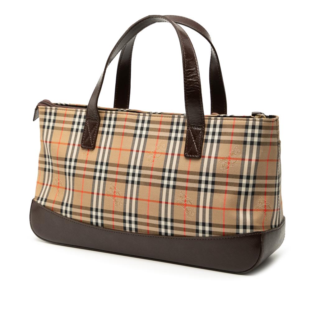 Burberry B Burberry Brown Beige Canvas Fabric Haymarket Check Handbag United Kingdom