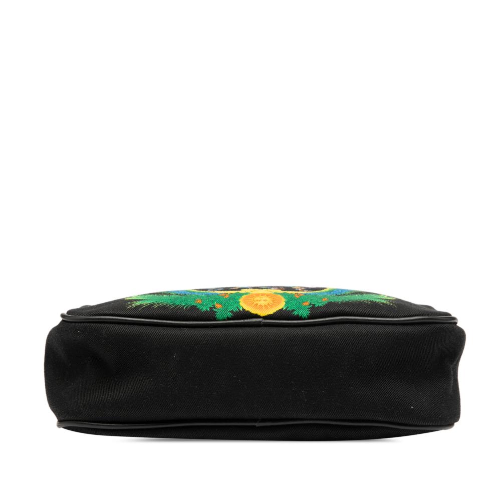 Versace AB Versace Black Canvas Fabric Logo Beverly Palm Miami Crossbody Italy