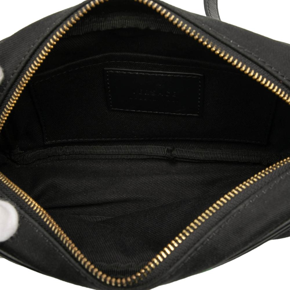 Versace AB Versace Black Canvas Fabric Logo Beverly Palm Miami Crossbody Italy