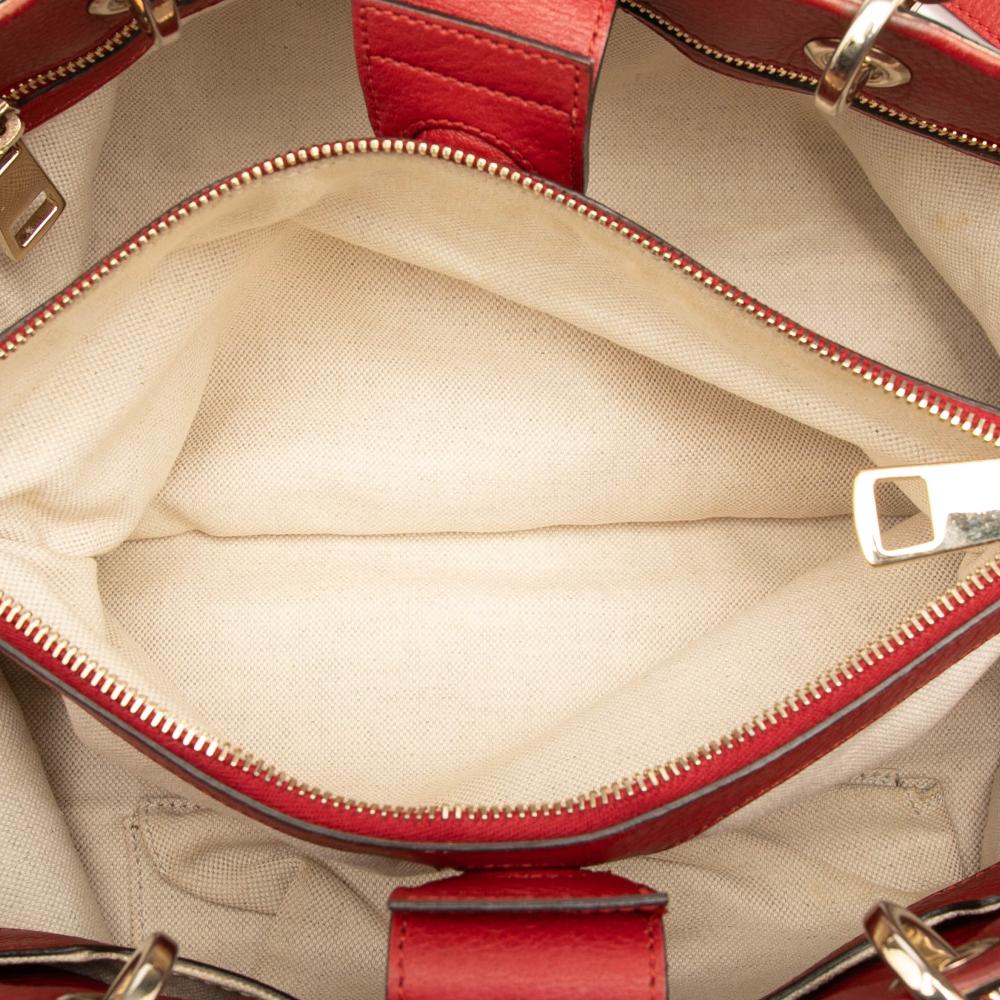 Gucci AB Gucci Red Calf Leather Medium skin Bamboo Shopper Satchel Italy