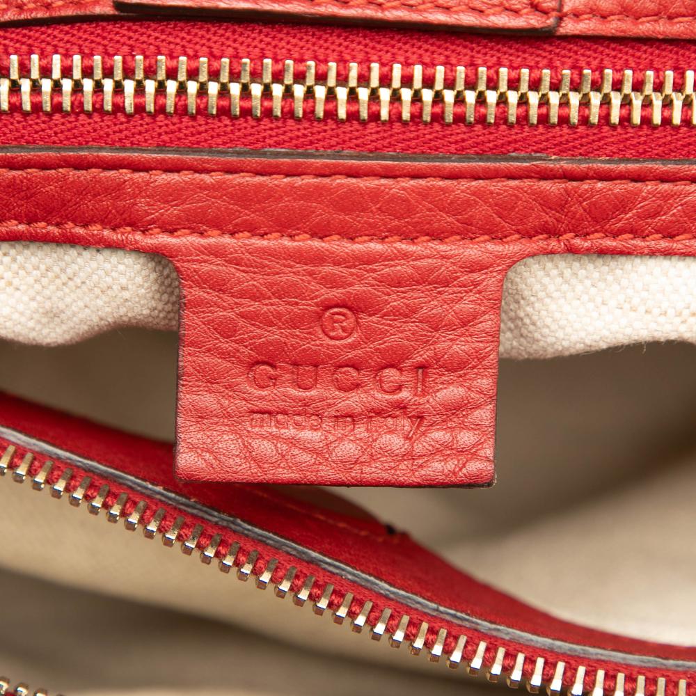 Gucci AB Gucci Red Calf Leather Medium skin Bamboo Shopper Satchel Italy