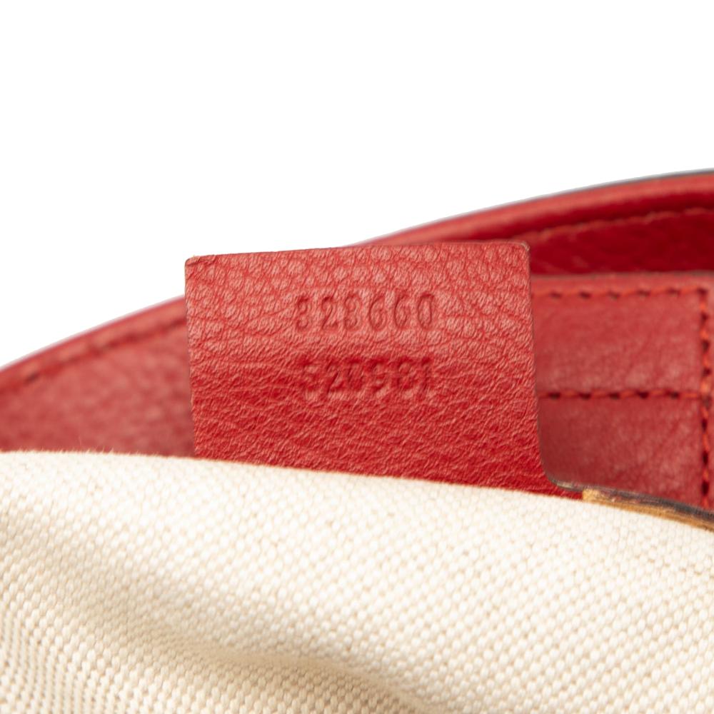 Gucci AB Gucci Red Calf Leather Medium skin Bamboo Shopper Satchel Italy