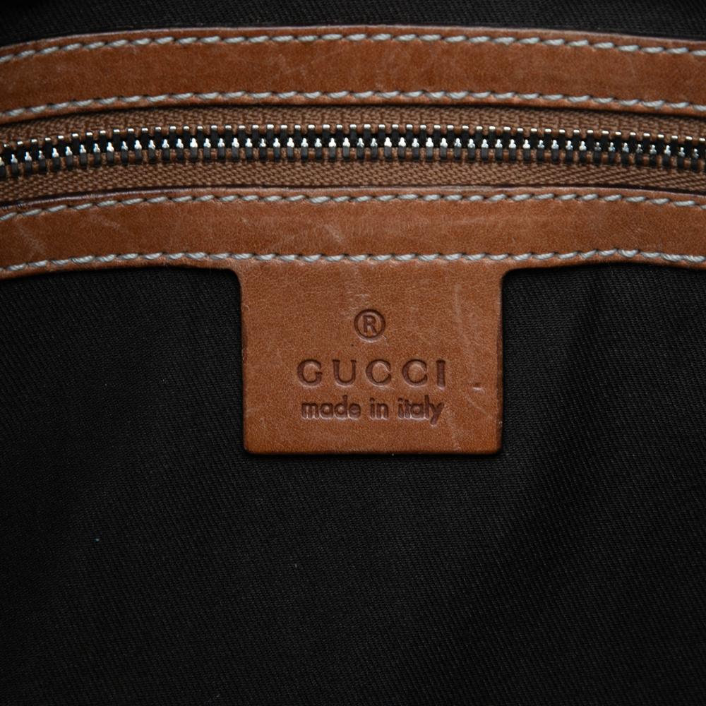Gucci B Gucci Brown Beige Canvas Fabric Web Reins Shoulder Bag Italy