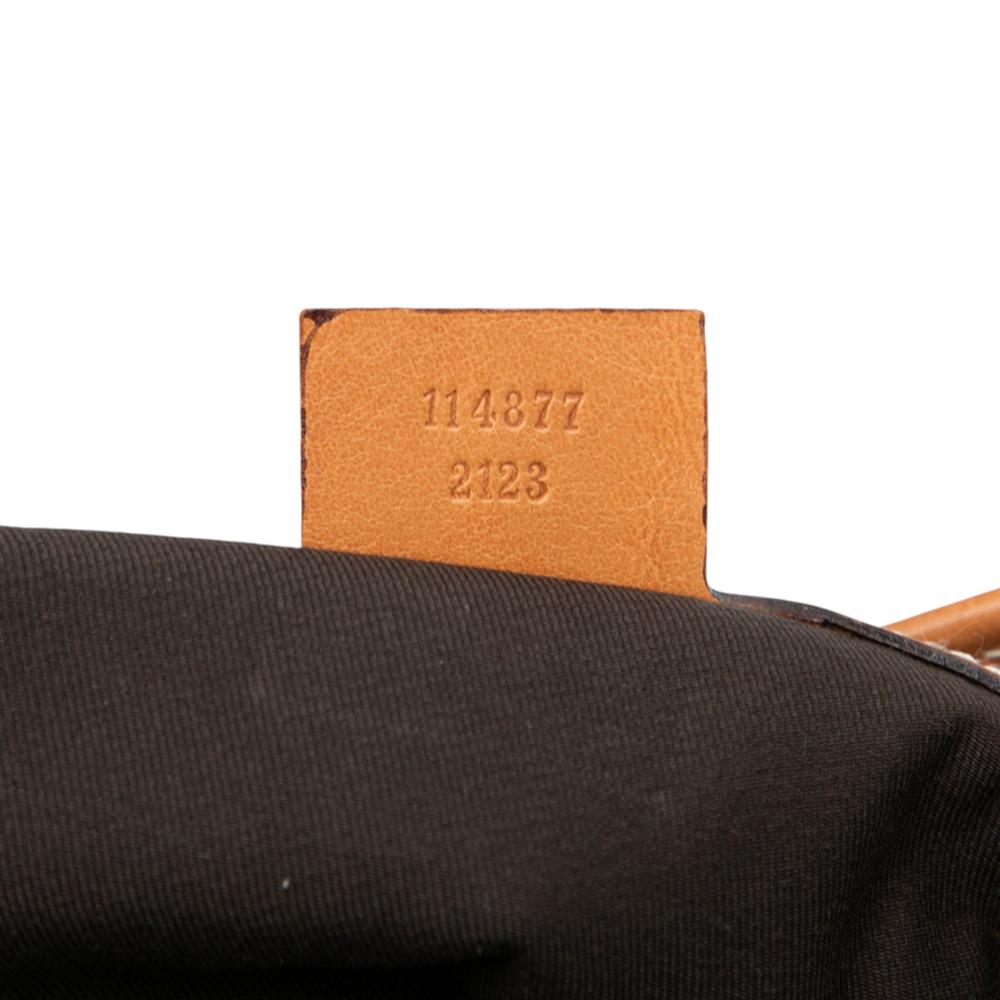 Gucci B Gucci Brown Beige Canvas Fabric Web Reins Shoulder Bag Italy