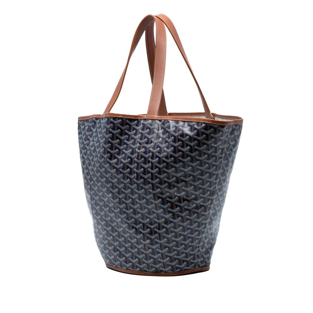 Goyard AB Goyard Blue Navy Coated Canvas Fabric Goyardine Reversible Belharra Tote France