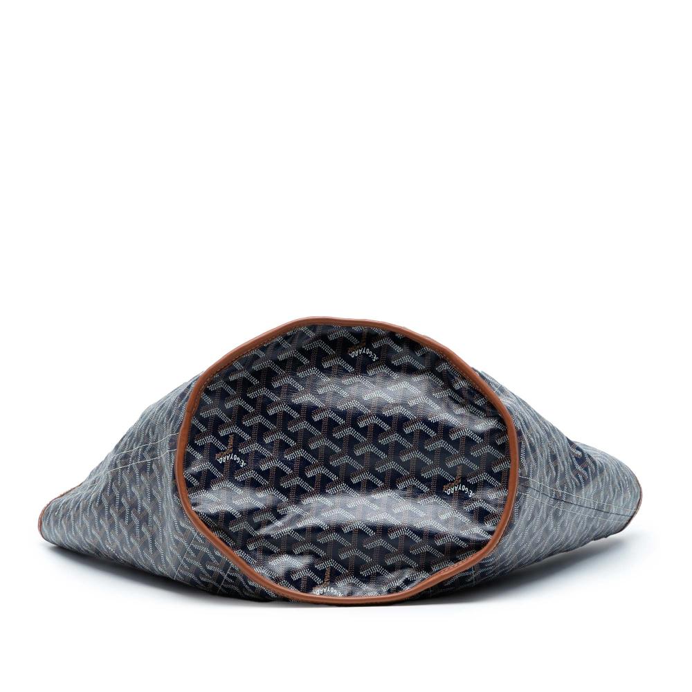 Goyard AB Goyard Blue Navy Coated Canvas Fabric Goyardine Reversible Belharra Tote France