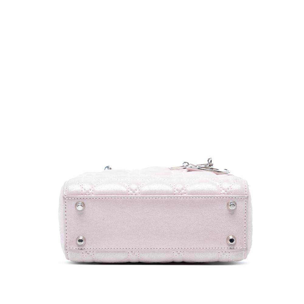 Christian Dior B Dior Pink Lambskin Leather Leather Mini Metallic Lambskin Cannage Lady Dior Italy