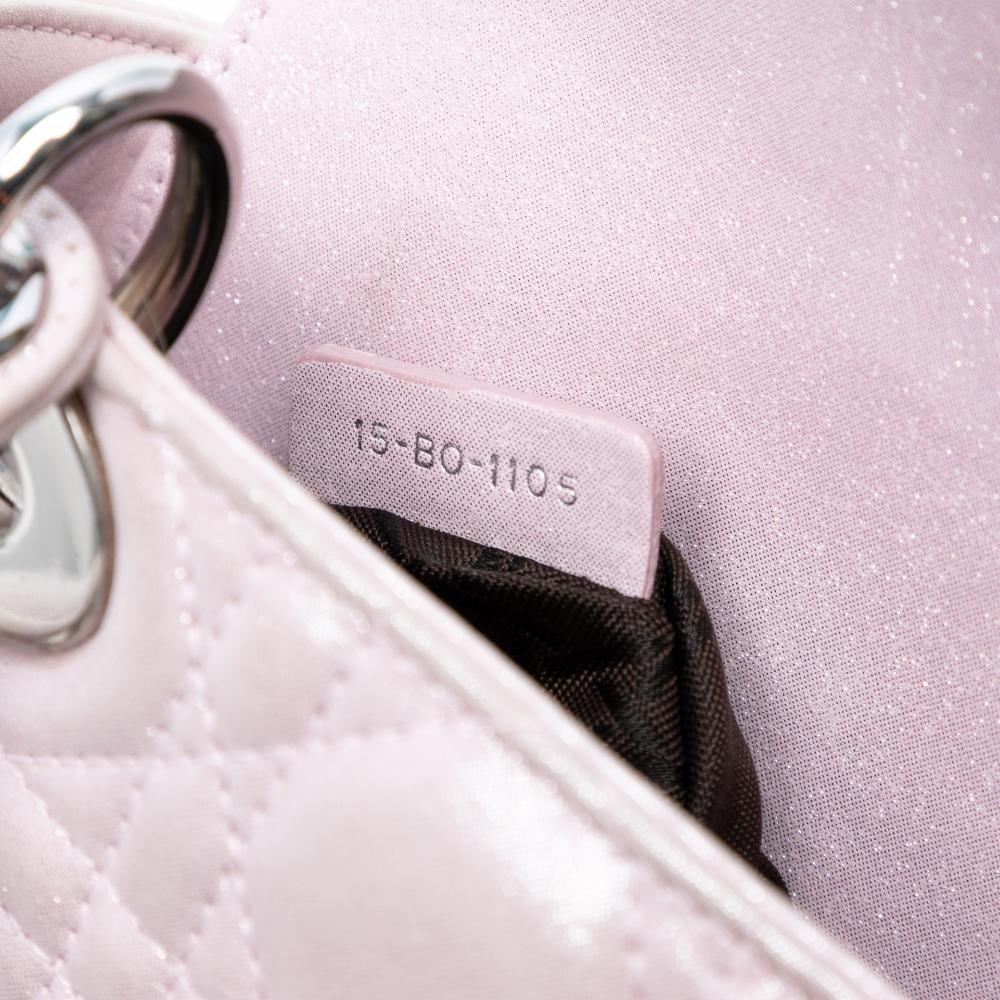 Christian Dior B Dior Pink Lambskin Leather Leather Mini Metallic Lambskin Cannage Lady Dior Italy
