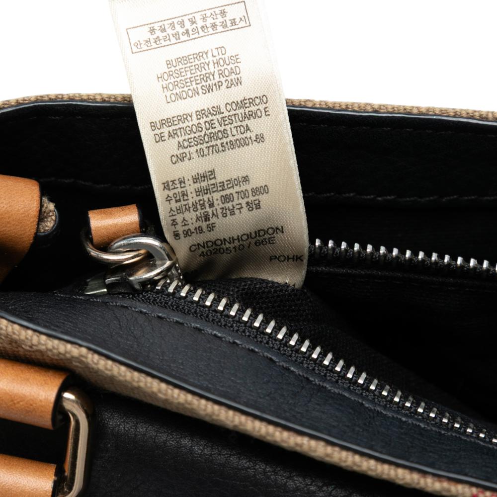 Burberry B Burberry Black Canvas Fabric Mega Check and Grainy Calfskin Shellwood Crossbody China