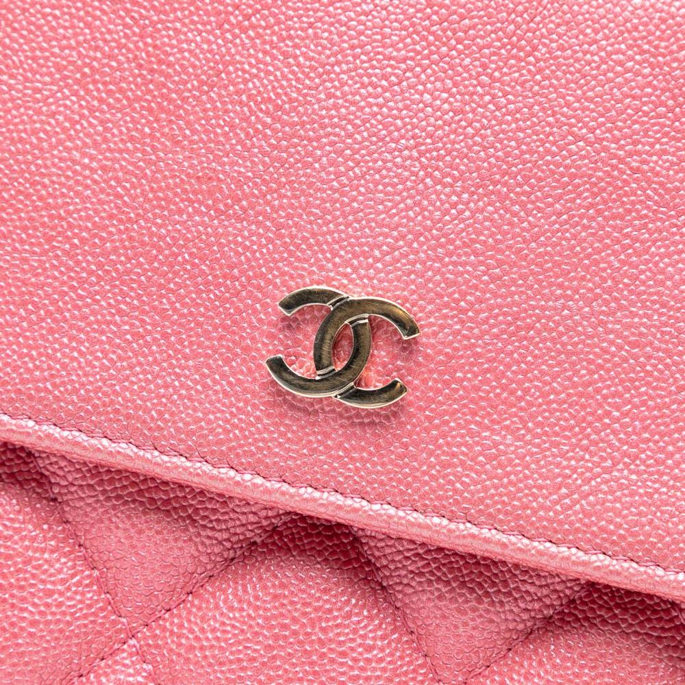 Chanel AB Chanel Pink Caviar Leather Leather Medium CC Quilted Caviar Flap Cosmetic Case Italy