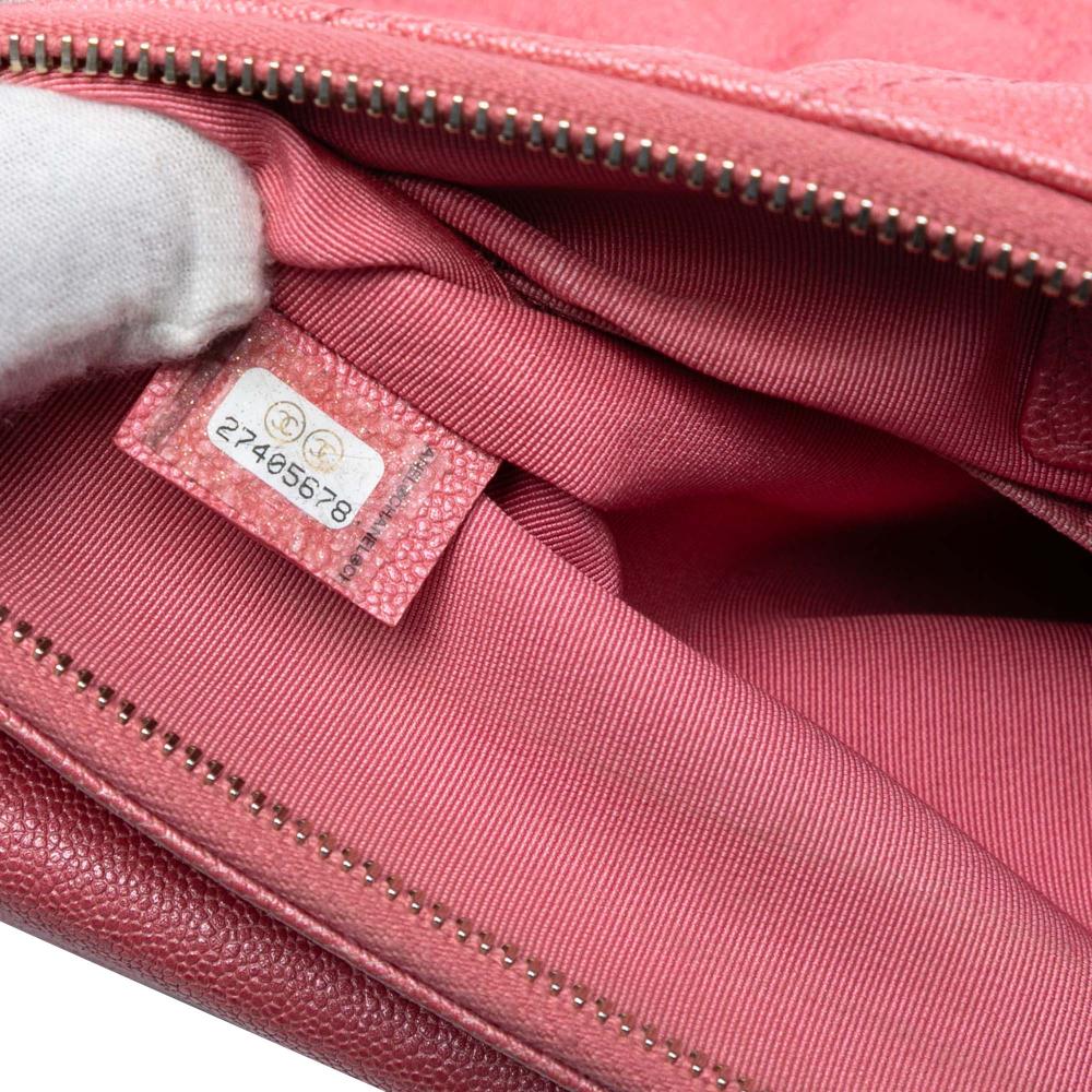 Chanel AB Chanel Pink Caviar Leather Leather Medium CC Quilted Caviar Flap Cosmetic Case Italy